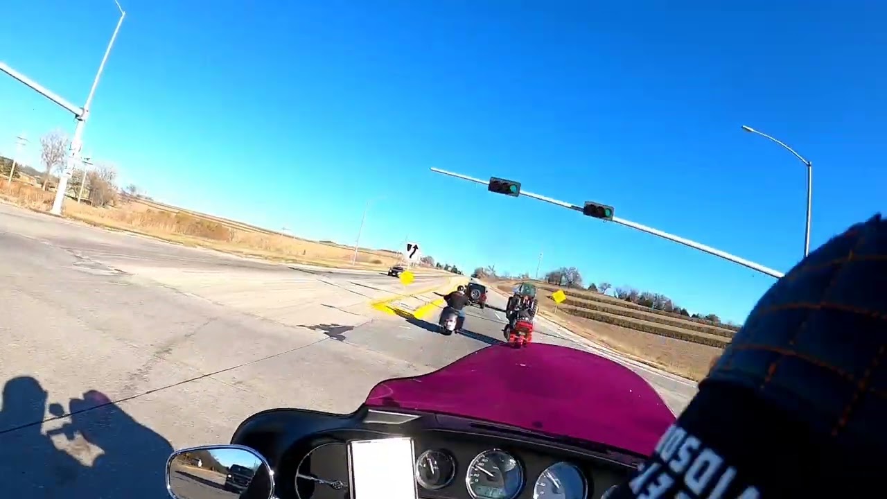 Riding motorcycles in Nebraska.