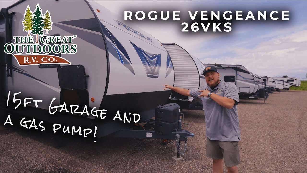 Dual Axle Toy Hauler With A Gas Pump and Great Price! Rogue Vengeance