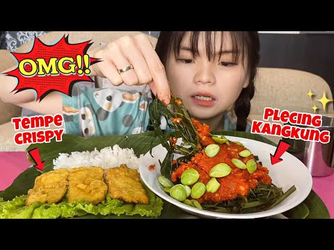 MUKBANG PLECING KANGKUNG PETE + TEMPE GORENG CRISPY 🤤 | ASMR MUKBANG