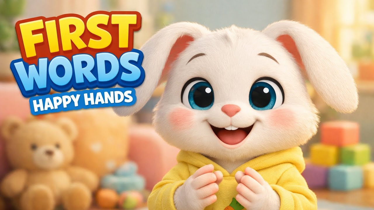 First Words & Baby Sign Language for Baby - Toddlers Learning| Little Funny Bunny: Happy Hands Ep. 1
