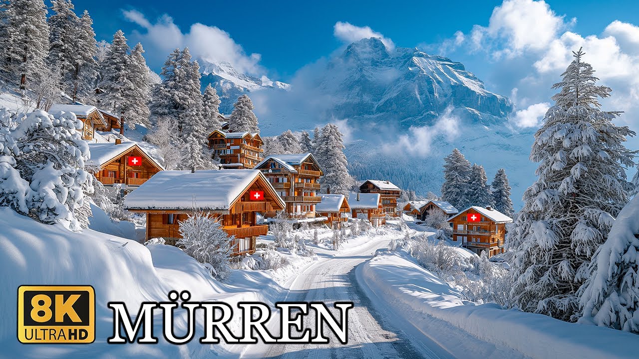MÜRREN 🇨🇭 ️The Most Charming Alpine Winter Village ️ in Switzerland 8K ...