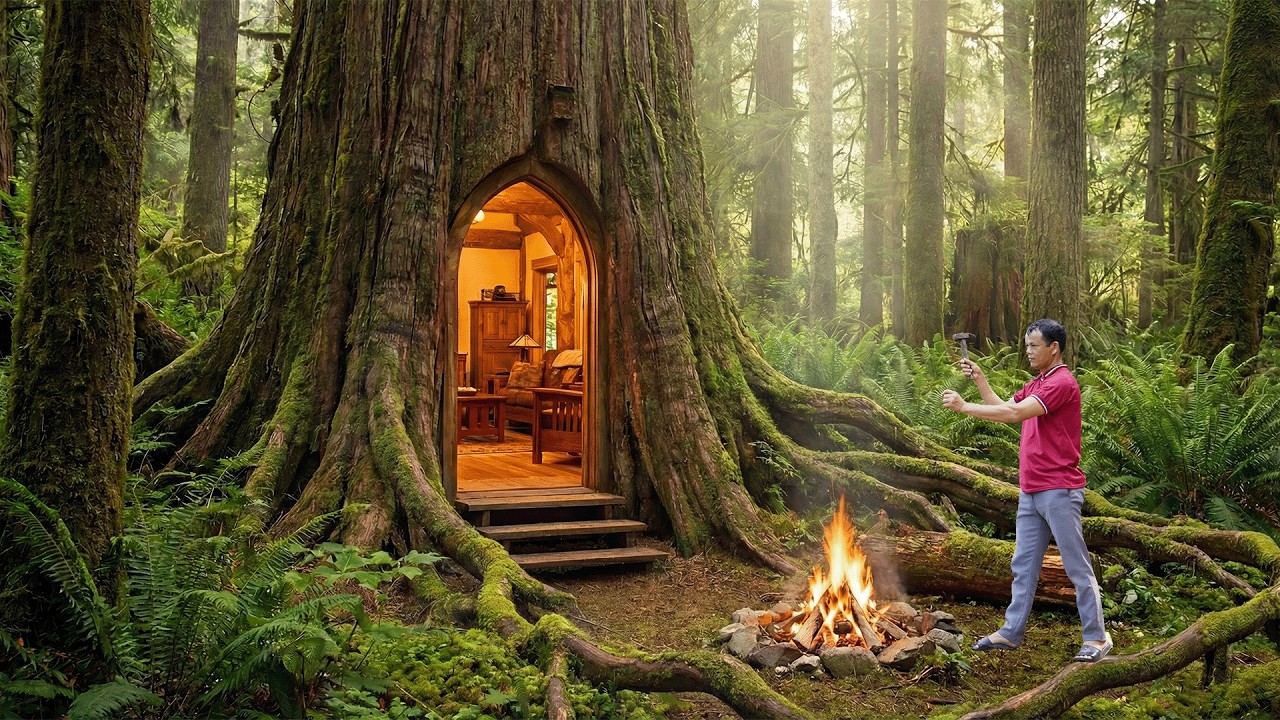 30 Days Alone Building a Treehouse in the Rainforest | Survival Bushcraft Skills