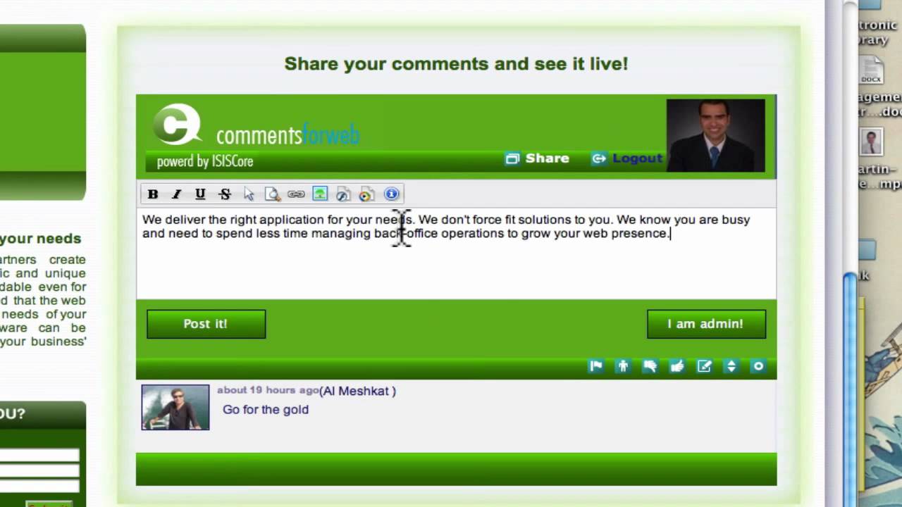 Comments For Web - Social Discussion Board by ISISCore