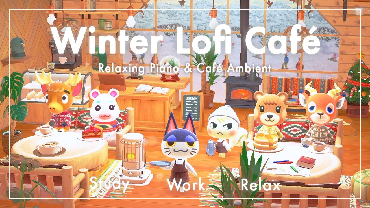 【あつ森BGM】Winter Lofi Café｜温かい冬のコテージ｜ピアノと環境音｜作業・勉強・リラックス