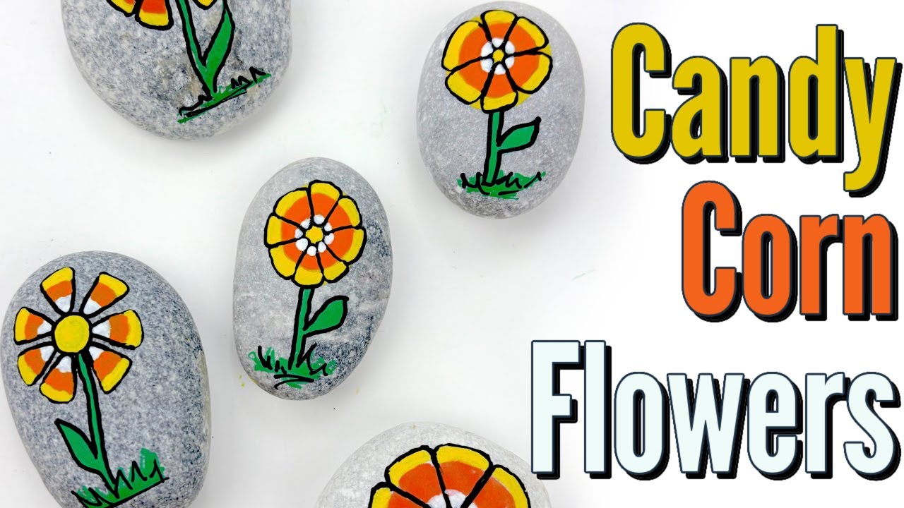 Cute Candy Corn Flowers | Rock Painting 101