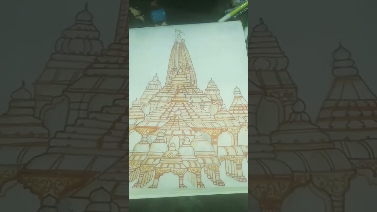 sree ram mnadir ki drawing 