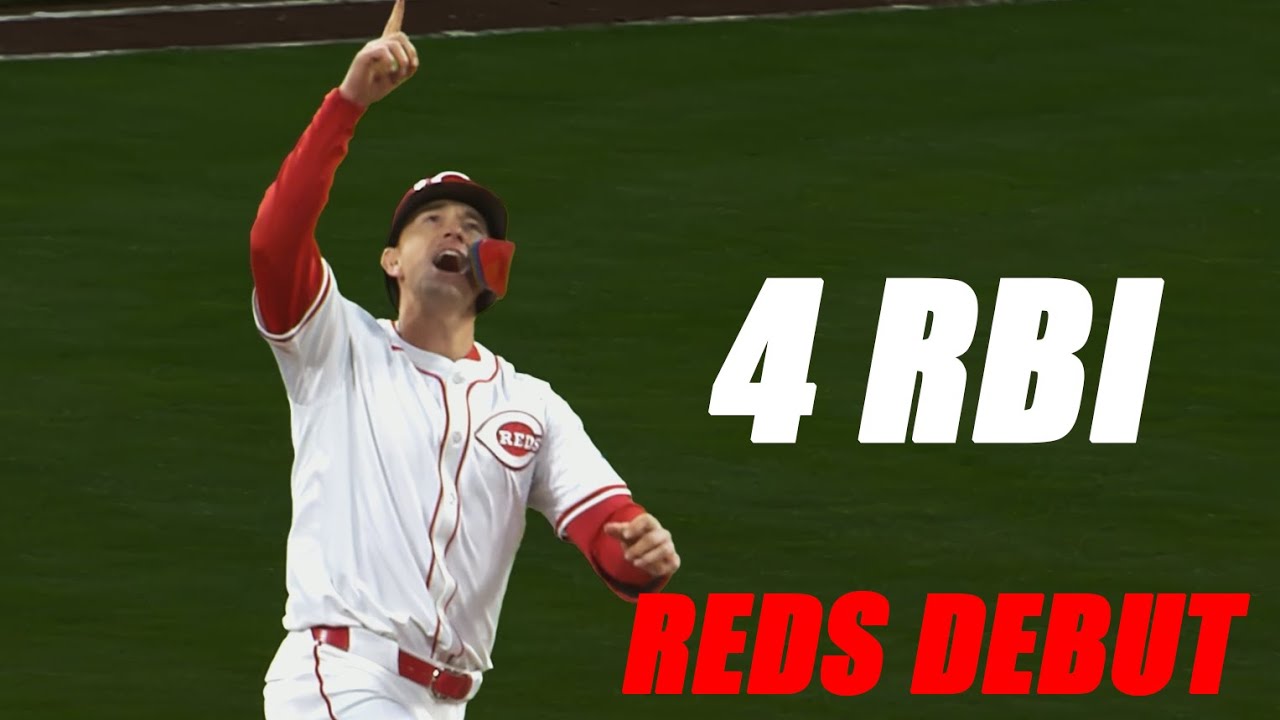 Austin Hays Goes 2 for 4 with 4 RBI in His First Game with the Reds!