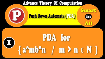 PDA | Push Down Automata for { a^mb^n / m greater then n ∈ N } in hindi urdu | TOC | Smartinall