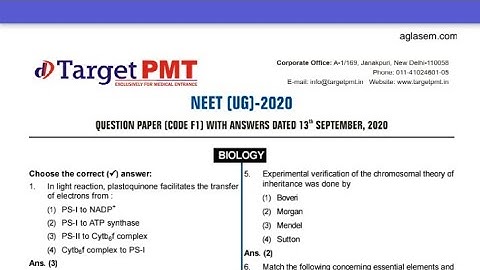 NEET 2020 answer key for F1NEET 2020 paper solution for code F1NEET 2020 paper solution for code F1