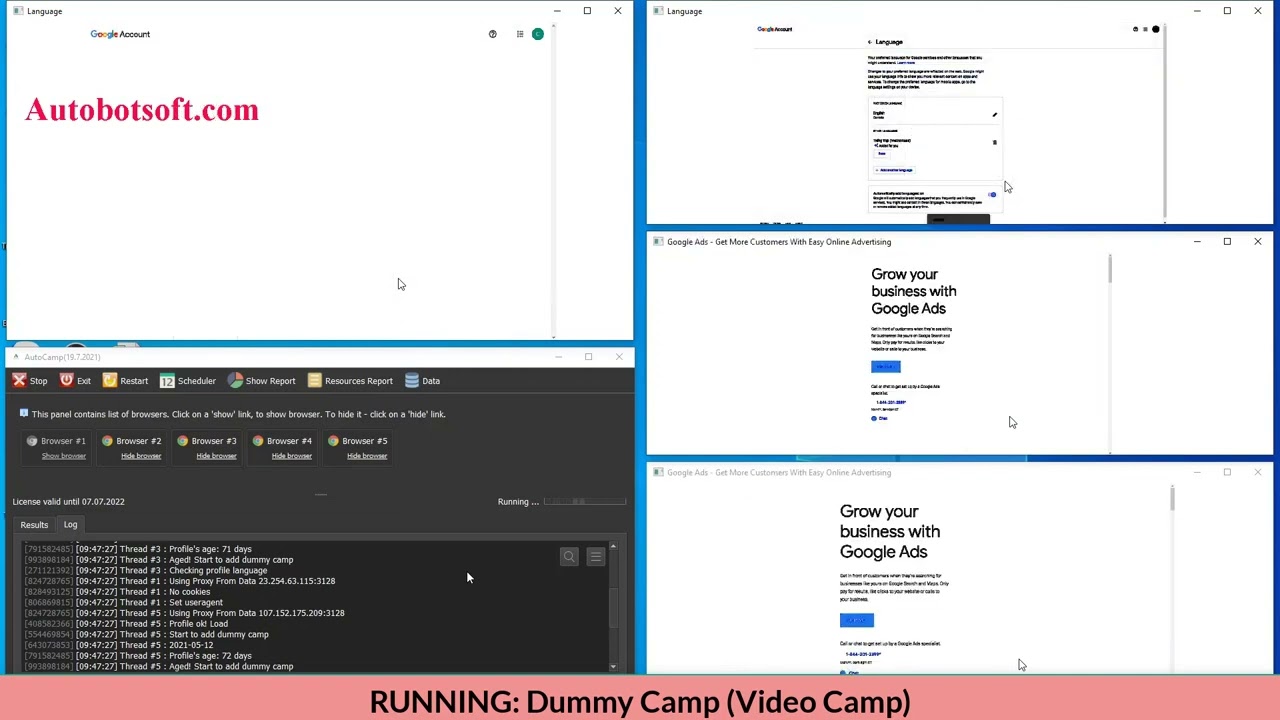 How To Auto Register Google Ads accunts using Autocamp software 2022