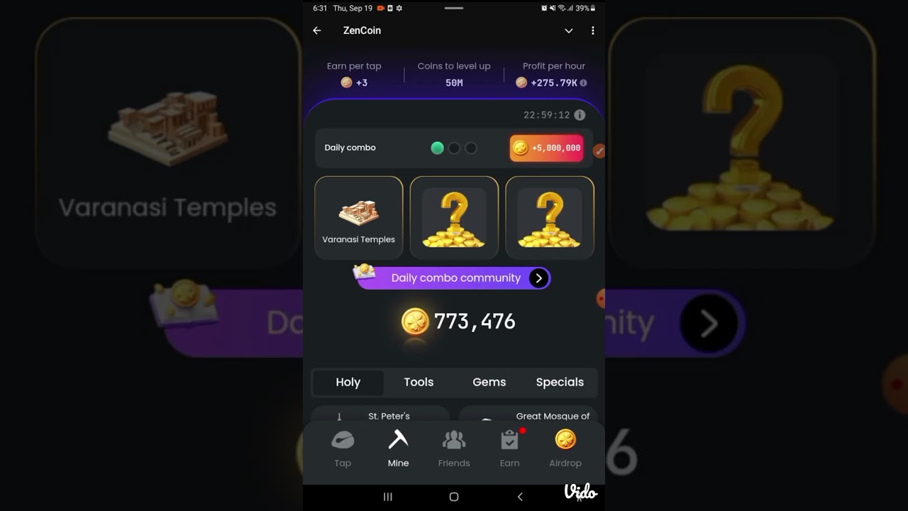 Zen coin today combo card 19 september 