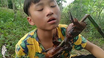 GÃ ĂN MÀY VÀ MÓN CHIM CÚT NƯỚNG SIÊU NGON TRÊN RỪNG HOANG