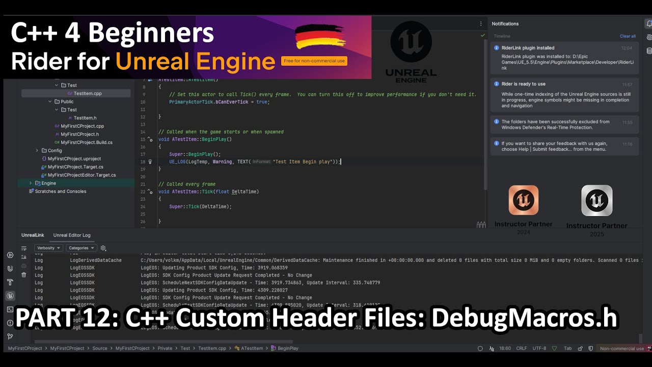 Unreal Engine 5 - C++ Beginner Tutorial Deutsch PART 12: Custom Header ...