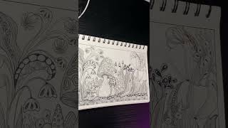 My Zentangles. Among the leaves of Flowers and grass - mushrooms...Part 2