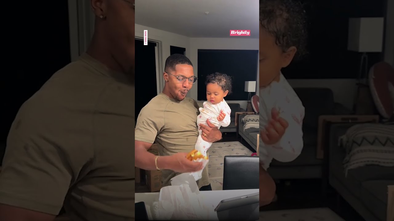 Baby Hilariously Tries To Bird A Bite From Her Dad S Burger