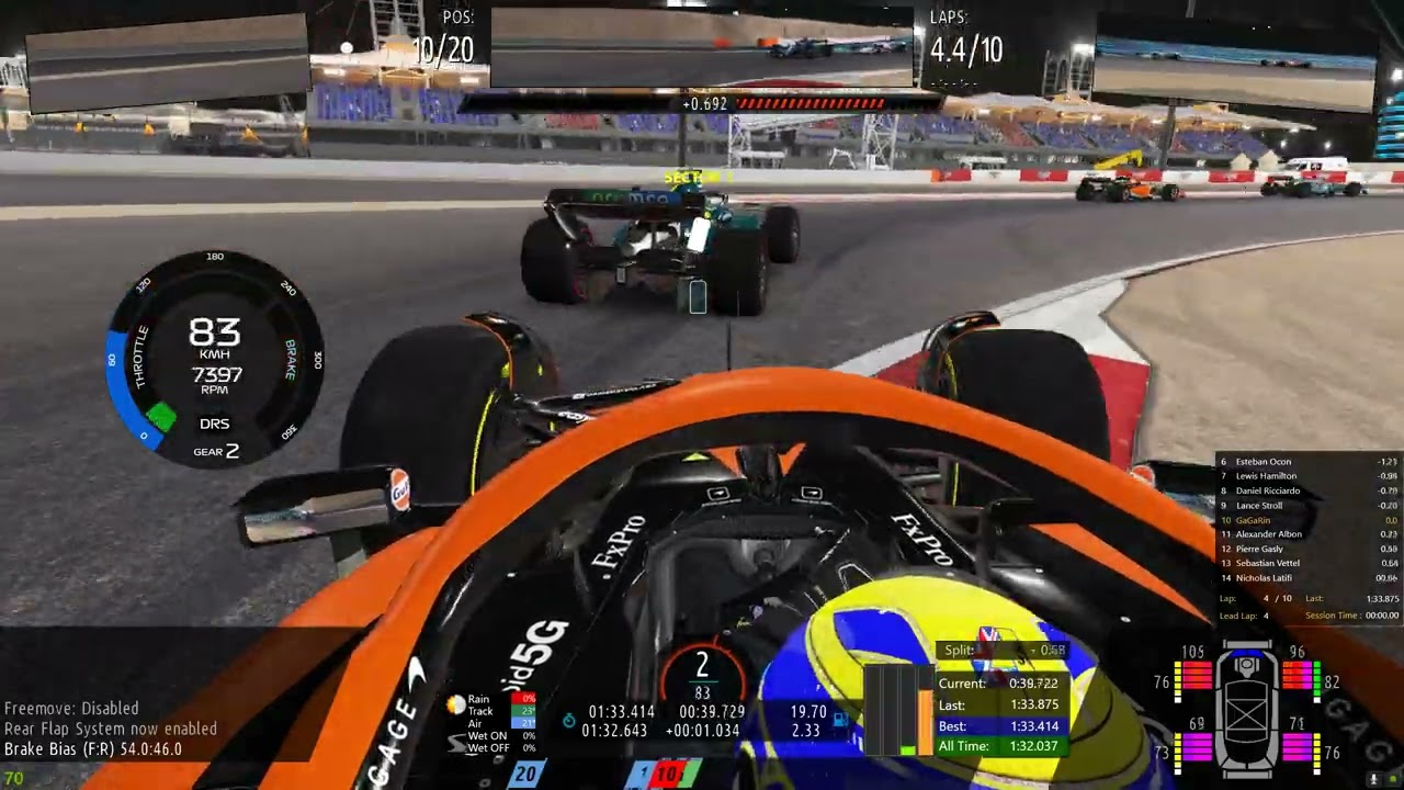 rFactor2 : F1 2022 . Mclaren . Lando Norris . Bahrain Circuit