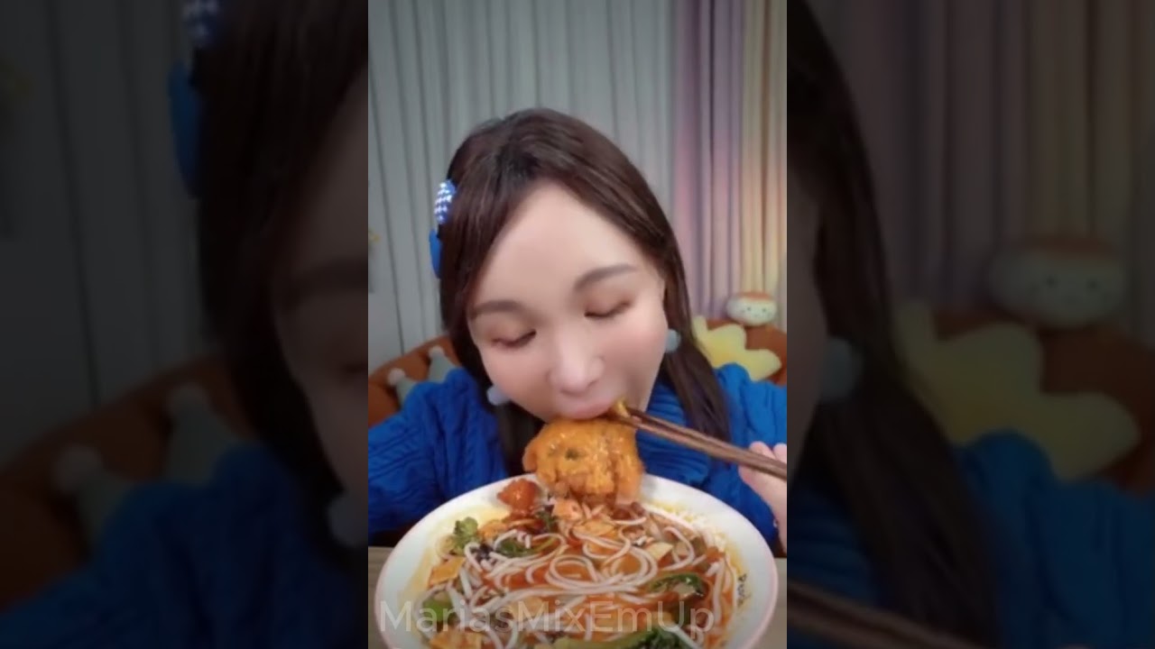 Eating Durian Fruit and Noodle Soup