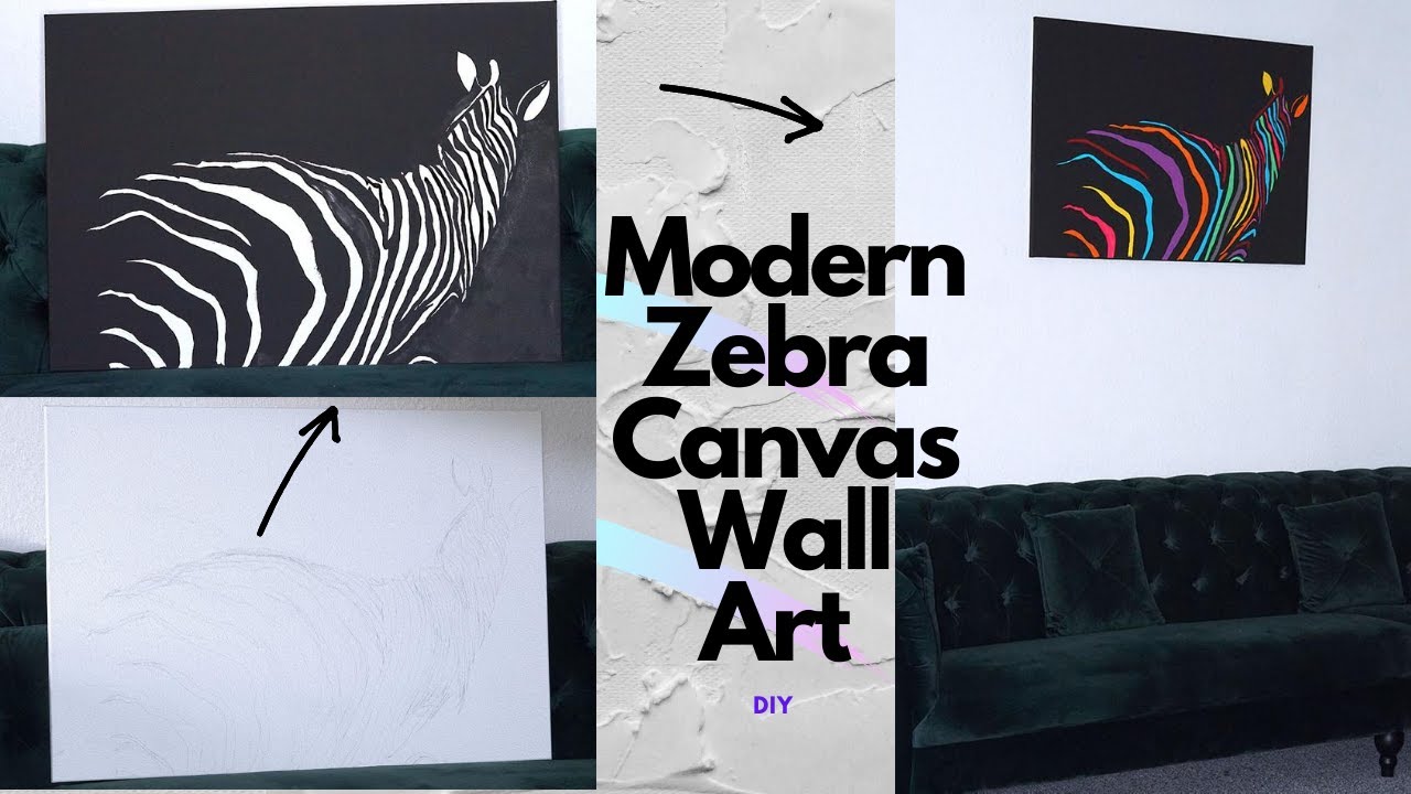 Modern Zebra Canvas Wall Art Drawing / Acrylic Painting