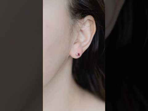 Сережки-пусети гвоздики камінь натуральний Рубін індійське срібло d-5х15мм, видео 1