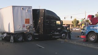 Driver arrested on suspicion of DUI after crash with big rig impacts roadways in Antelope