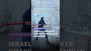 Far-right Israeli lawmaker destroys Palestinian monument under army protection