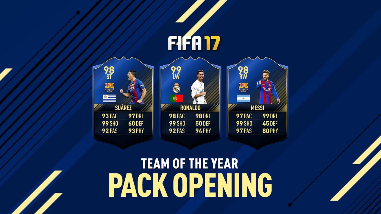 99 RATED RONALDO!!! FIFA 17: Team Of Year Pack Opening Attackers w/ 99 Ronaldo, 98 Messi, 98 Suarez!