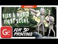 Rick & Morty Fight Scene 3D Printing Figurines in Diorama | Assembly by Gambody