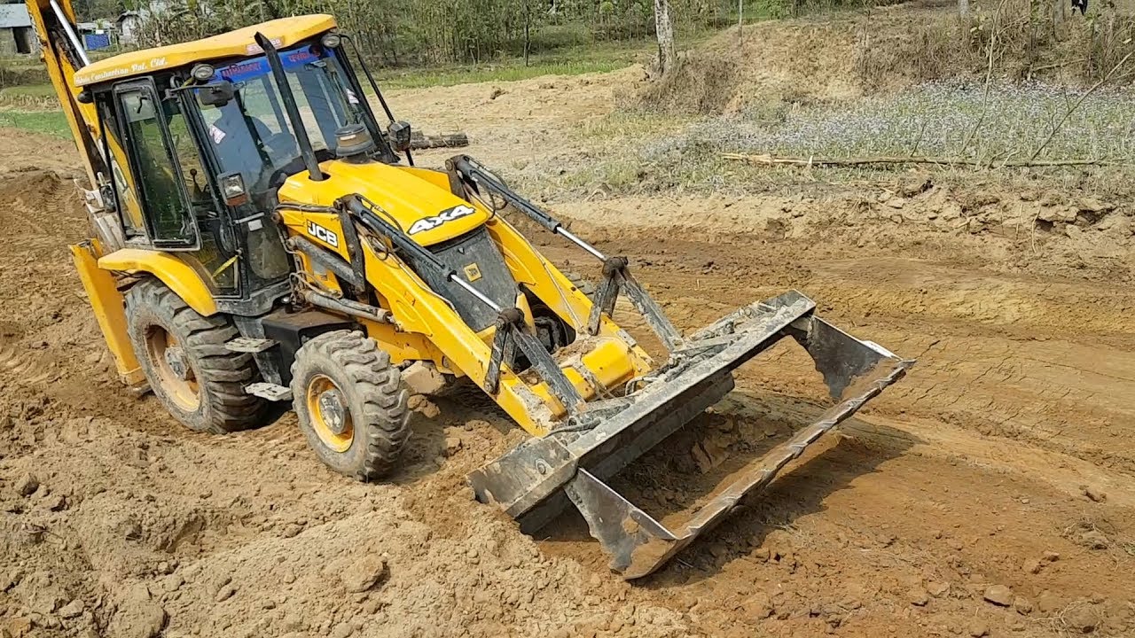 JCB Backhoe Working on Mud - JCB Collecting Mud and Leveling Ground - JCB VIDEO 3