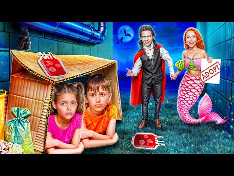 I was adopted by a mermaid and a vampire! The glow-up from nerd to popular!