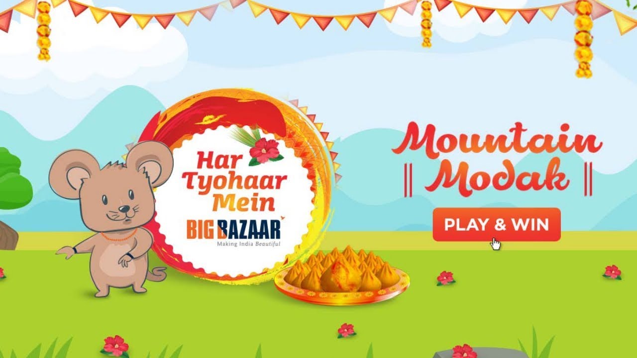 Big Bazaar Mountain Modak Game Play And Win Rs 150 Off Coupon Code