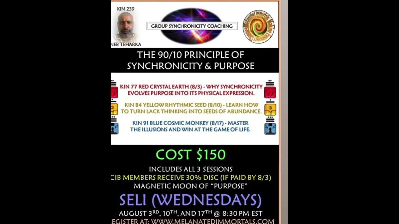 GROUP SYNCHRONICITY COACHING- THE 90/10 PRINCIPAL OF SYNCHRONICITY & PURPOSE 