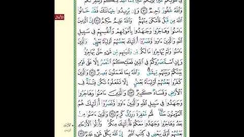 الصفحة (186) من المصحف الشريف " سورة الأنفال - مشروع حفظ القرآن الكريم "