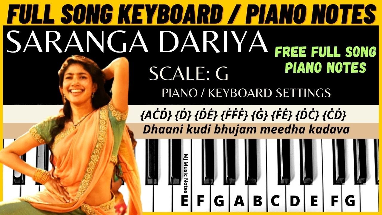 Saranga Dariya piano Notes Saranga Dariya Keyboard notes Love story
