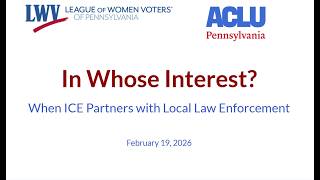 In Whose Interest? When ICE Partners With Local Law Enforcement 2/19/26