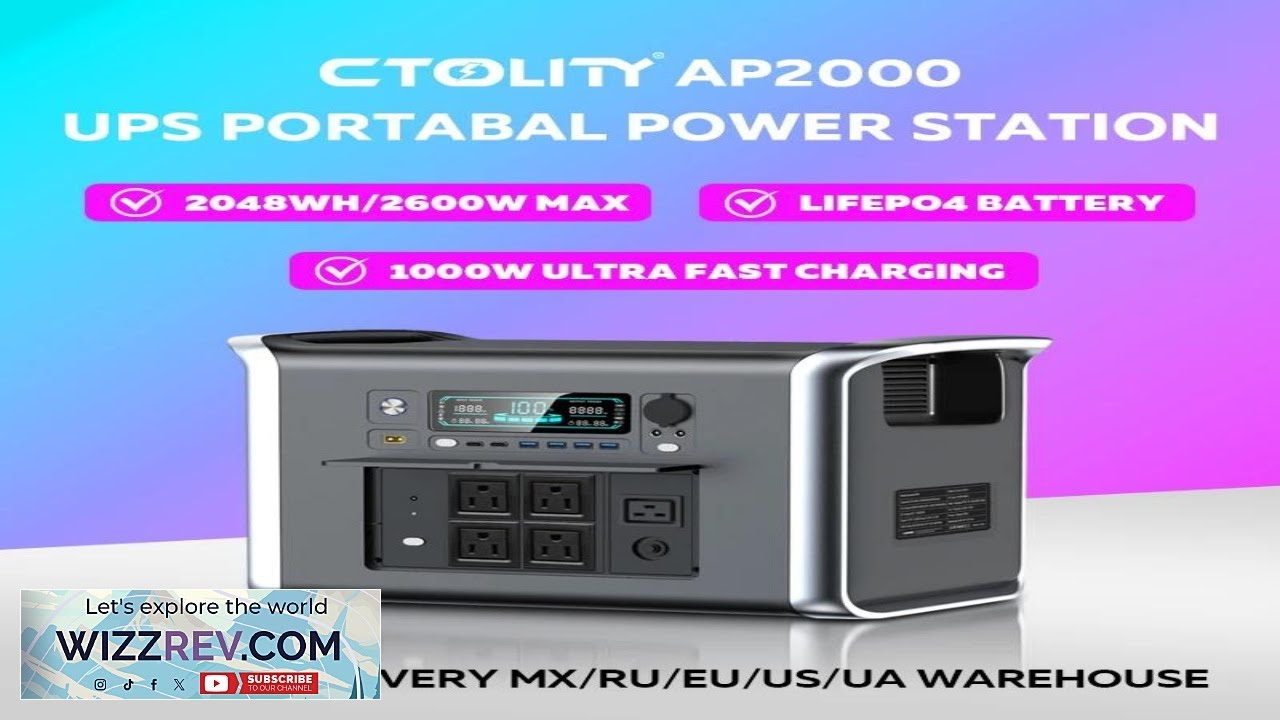 Портативная электростанция 2000 Вт·ч с аккумуляторами Lifepo4, мощный внешний аккумулятор для ули...