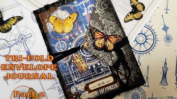 Tri-Fold Envelope Journal Part 2 Finishing & Decorating with Fantastical Blueprints and Butterflies!