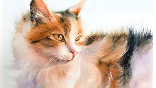 Paint #WithMe this Calico Cat with Watercolors