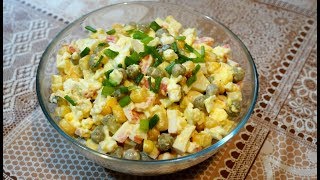 Быстрый и вкусный салат из крабовых палочек Быстрый и вкусный салат из крабовых палочек
