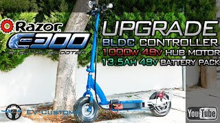 Razor E300 Scooter Hub Motor - Battery and BLDC Controller Upgrade (48V 1000Watt)