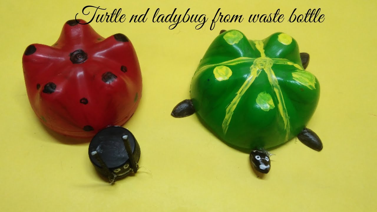 How to make turtle and ladybug from waste bottle#waste bottle craft ...