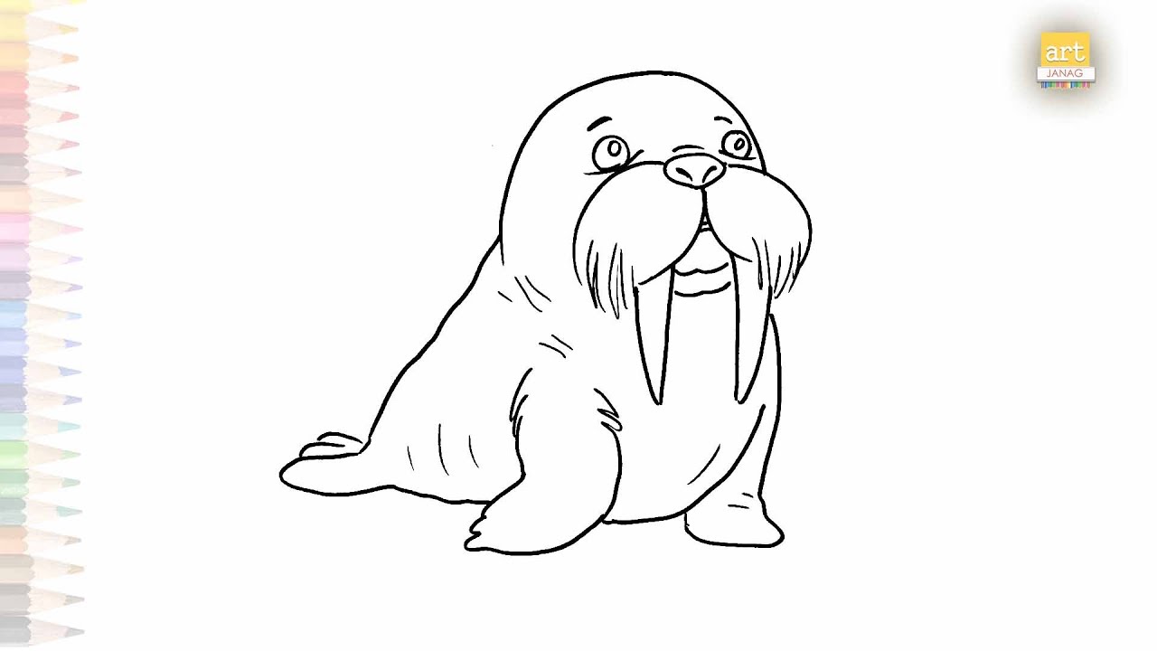 Walrus easy drawings | Art tutorial | How to draw A Walrus EASILY STEP BY STEP | 