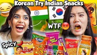 Korean ?? tries SPICY Indian Snacks for the first time *Hilarious Reaction* ?