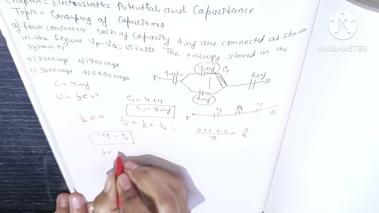 Errorless physics question || four condenser each of capacity 4 are connected as shown in the figure
