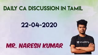 Daily CA Discussion in Tamil | 22-04-2020 |Mr.Naresh kumar