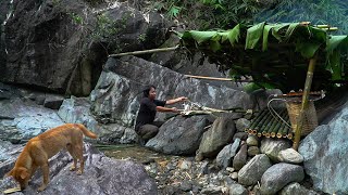 Make a fish trap from bamboo, Catch and cook: Survival Alone | EP.154