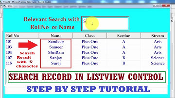 Learn visual basic 6 | Search records in listview control | visual basic database application