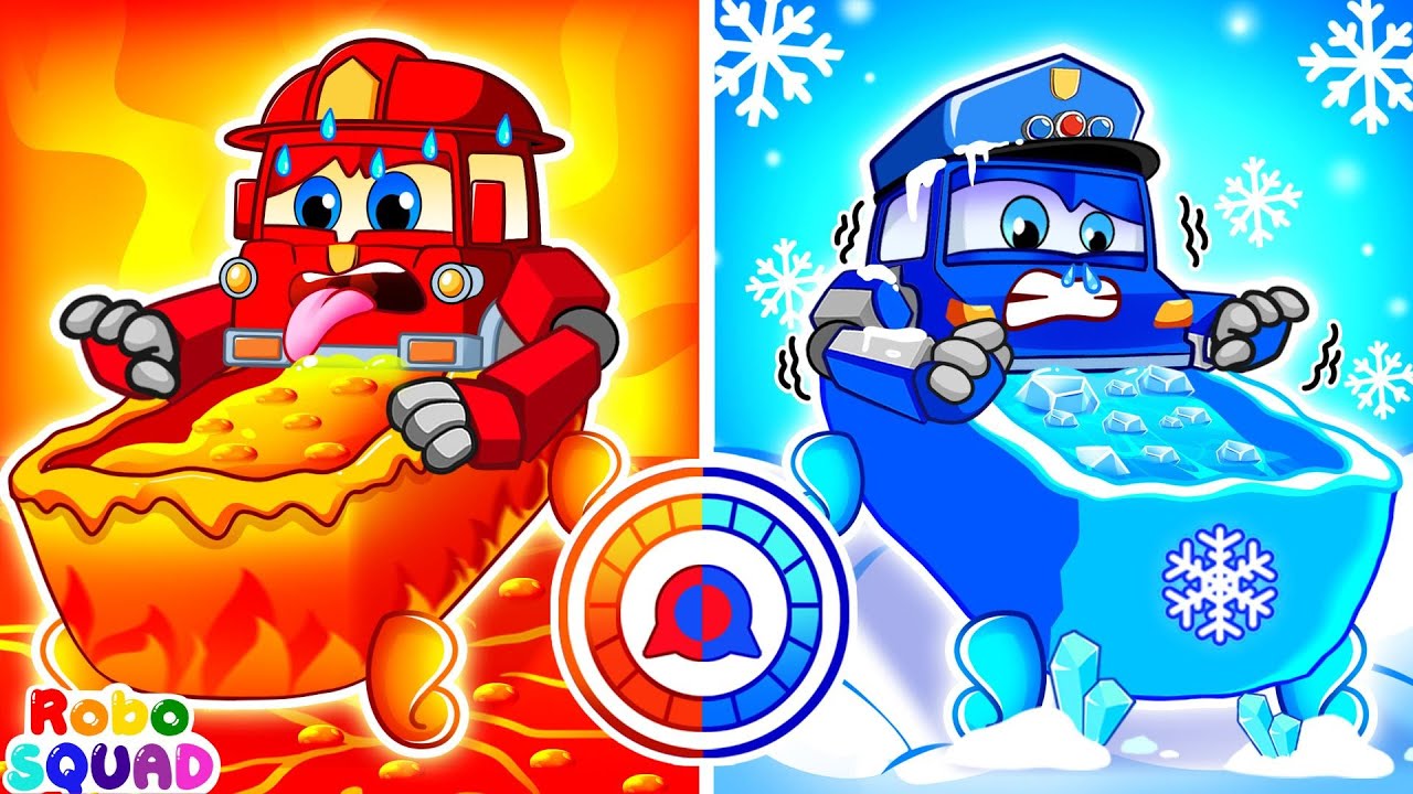 Bath Song | Johny Johny Yes Papa | Hot Vs Cold Challenge | RoboSquad Nursery Rhymes & Kids Songs