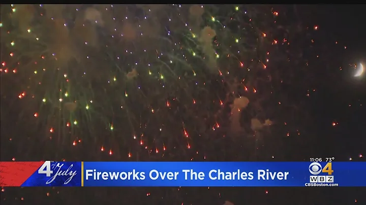 Fireworks over the Charles River on the Fourth of July