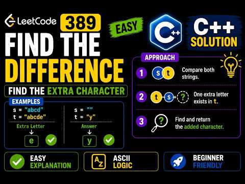 LeetCode #389 - Find the Difference | C++ Solution Explained