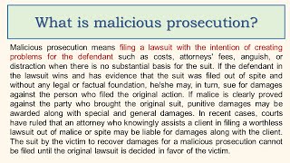 What is malicious prosecution